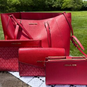 Michael Kors Large Leather 3-in-1 Tote Set + Wallet